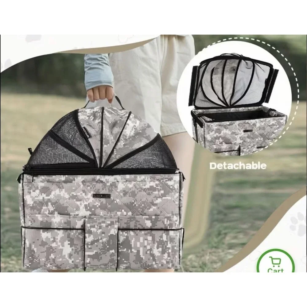 PETFULED Rear Camouflage‎ Bike Basket Pet Travel Carrier Mesh Dome 27x24x43cm